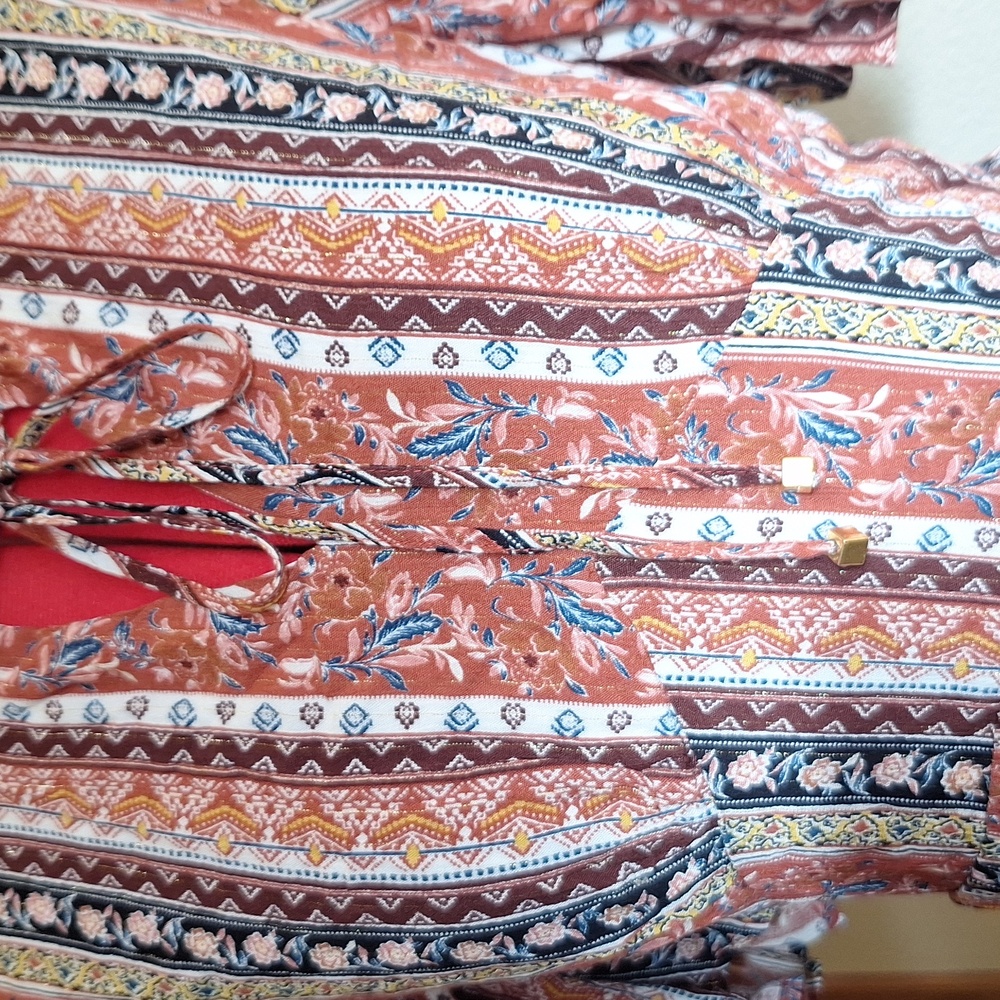 Blue Rain Brown Colorful Dress Garment Size M - Picture 8 of 12